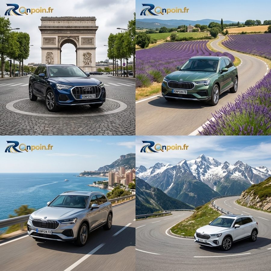 Famille et SUV en vacances